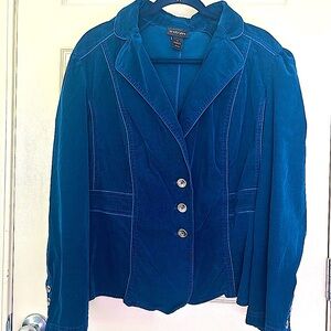 Lane Bryant Teal Corduroy Blazer 3 Button Sz 20 EUC